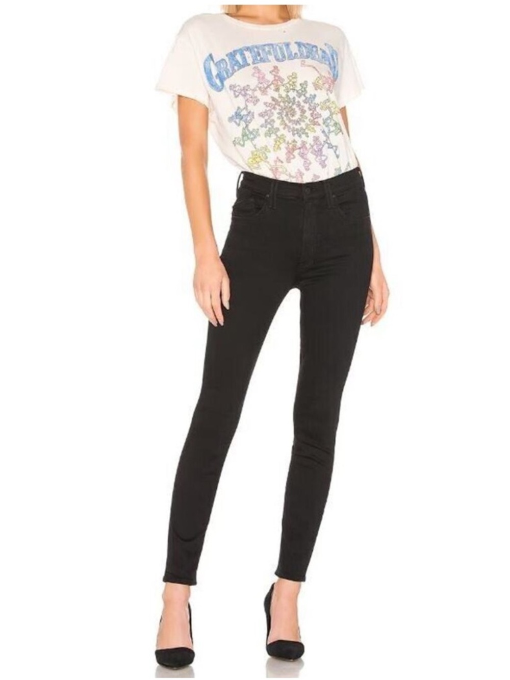 MOTHER The Diamond Swooner Skinny Jeans in Not Guilty Black Wash 26
